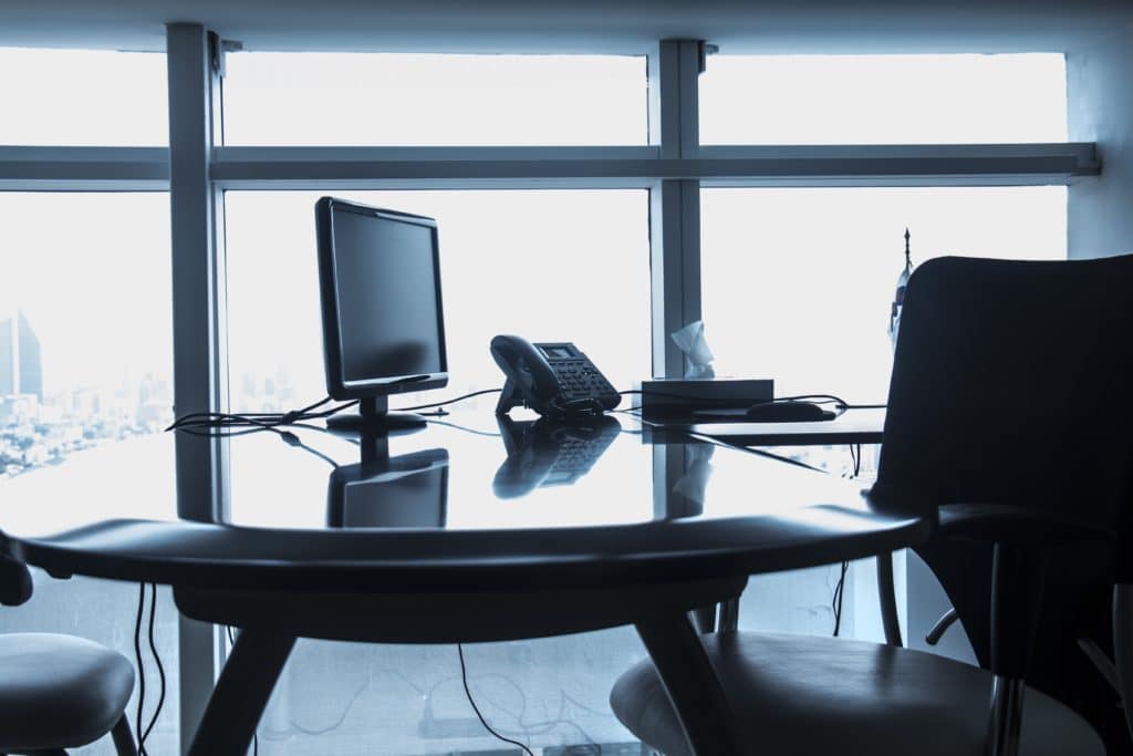 Office desk with Landline on table